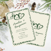 cœur vert dessiné à la main Mariage fantaisiste