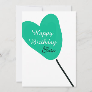 Invitation Cœur vert joyeux anniversaire ballon blanc noir en