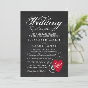 Invitation Coeur vintage - Mariage de tableau de bord