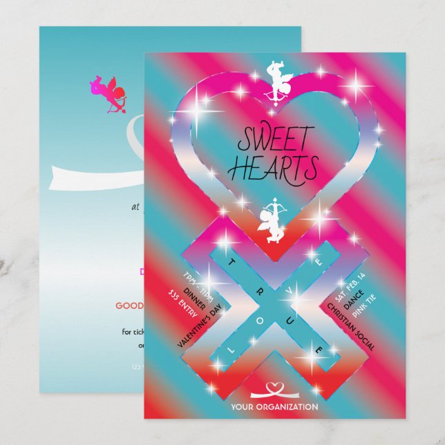 Invitation Coeur X Coeurs doux (Devant / Derrière)