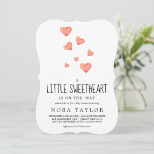 Invitation Coeurs aquarelle   Petit Baby shower de coeur