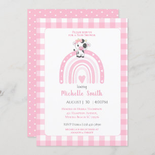 Invitation Coeurs arc-en-ciel de vache mignonne En vichy fill