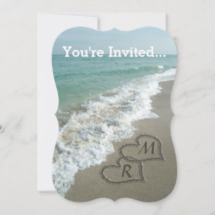 Invitation Coeurs bloqués sur le sable de plage