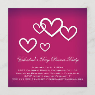 Invitation Coeurs d'amour blancs sur la fête des Valentines r