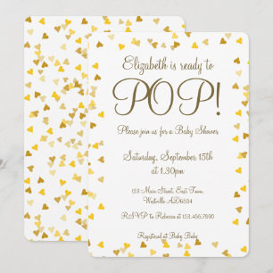 Invitation Cœurs d'amour dorés Prêts à éclore Baby Shower/Réc