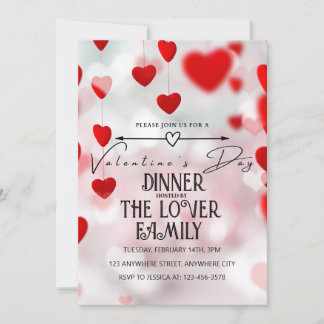 Invitation Coeurs d'amour rose Saint Valentin