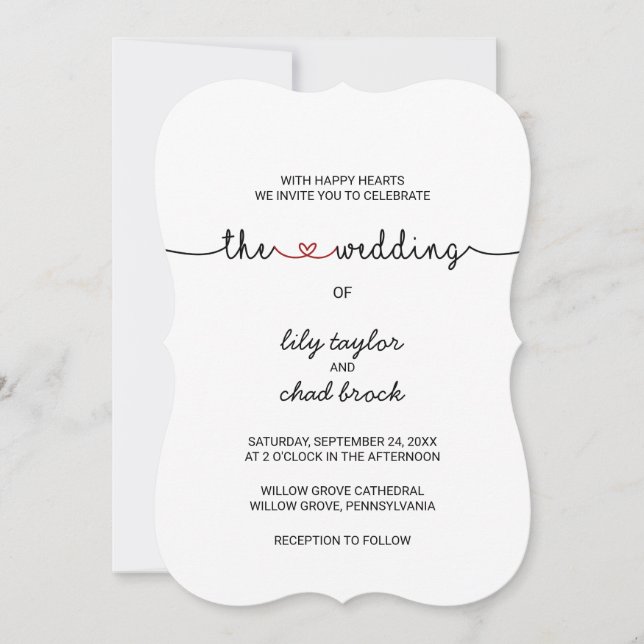 Invitation Coeurs d'amour rouge Le Mariage de (Devant)