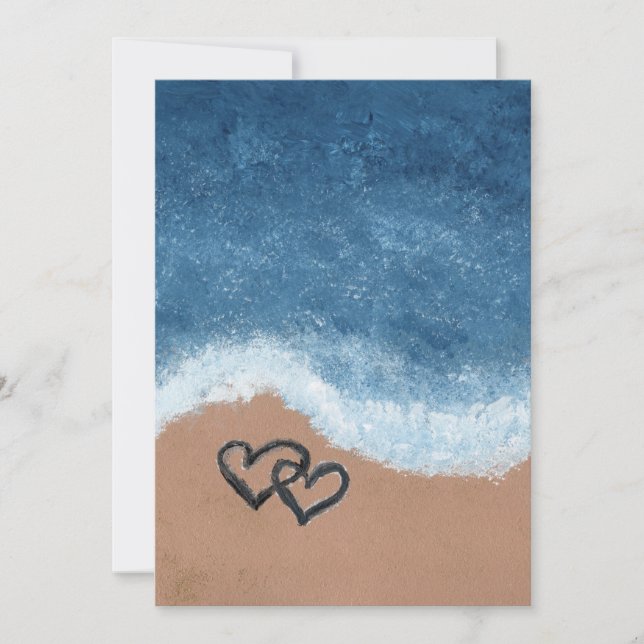 Invitation Cœurs dans le Sable (Devant)