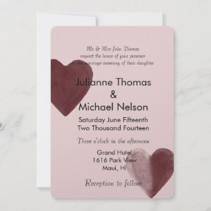Invitation Coeurs d'aquarelle rouge Mariage rose
