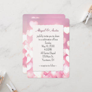 Invitation Coeurs De Bokeh mariage Rose Et Blanc