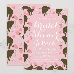 Invitation Cœurs de café dégoulinants au chocolat et fraise m