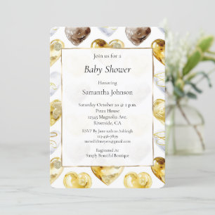 Invitation Cœurs de chocolat blanc doré Baby Shower