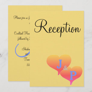 Invitation Cœurs de coucher de soleil Jaune tendre Bleu Monog