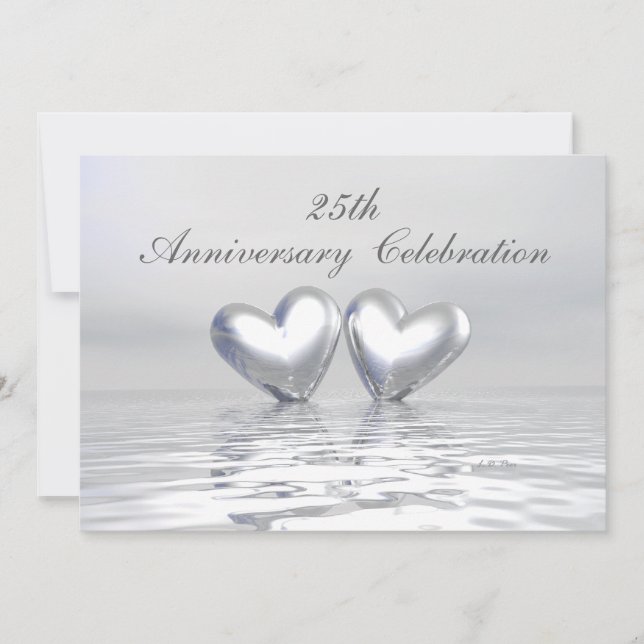 Invitation Cœurs de jubilé d'argent (Devant)