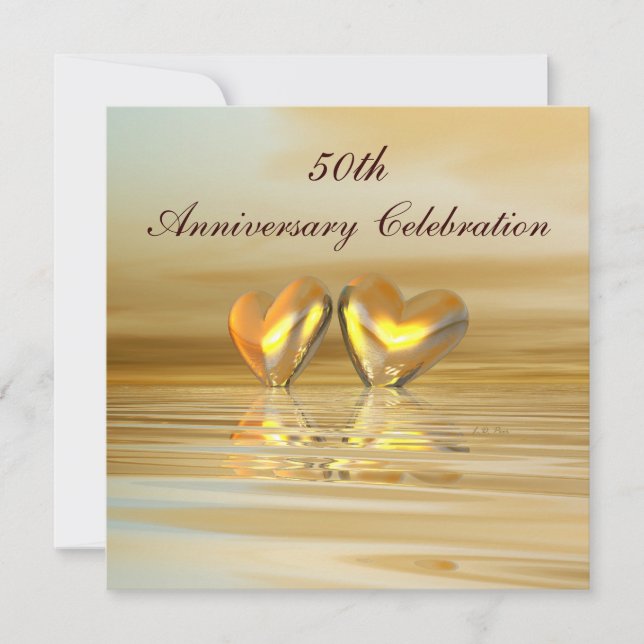 Invitation Cœurs de jubilé d'or (Devant)