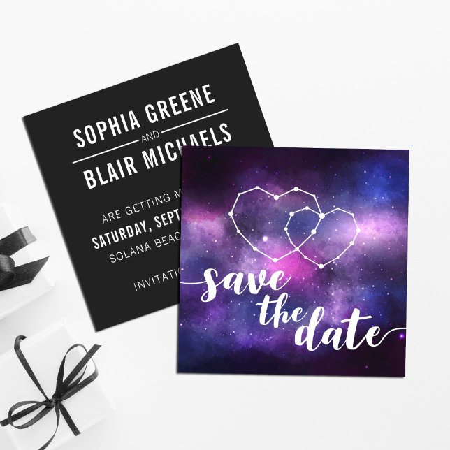 Invitation Cœurs de Mariage Galaxie Constellation Enregistrer (Créateur téléchargé)