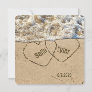 Invitation Coeurs de mariage sur la plage