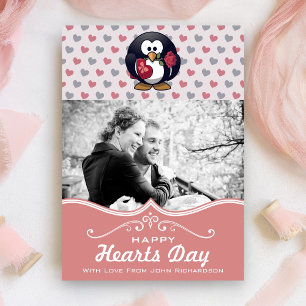 Invitation Cœurs de pingouin mignons Saint-Valentin personn