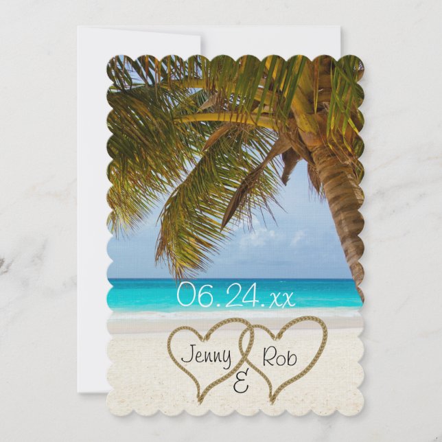 Invitation coeurs de plage mariage bride mariée invités (Devant)