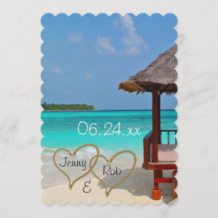 Invitation coeurs de plage mariage bride mariée mari invités