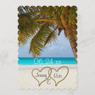 Invitation cœurs de plage mariage mariée marié invités