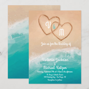 Invitation Coeurs de plage tropicaux dans le Mariage de sable