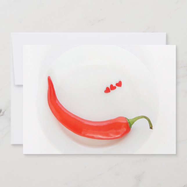 Invitation Coeurs de poivre chaud rouge blanc (Devant)