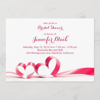 Invitation Coeurs de ruban simples Fête des mariées de Valent