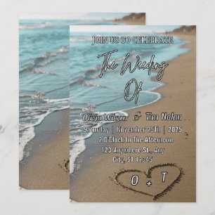 Invitation Cœurs de sable de plage Élégant Mariage tropical m