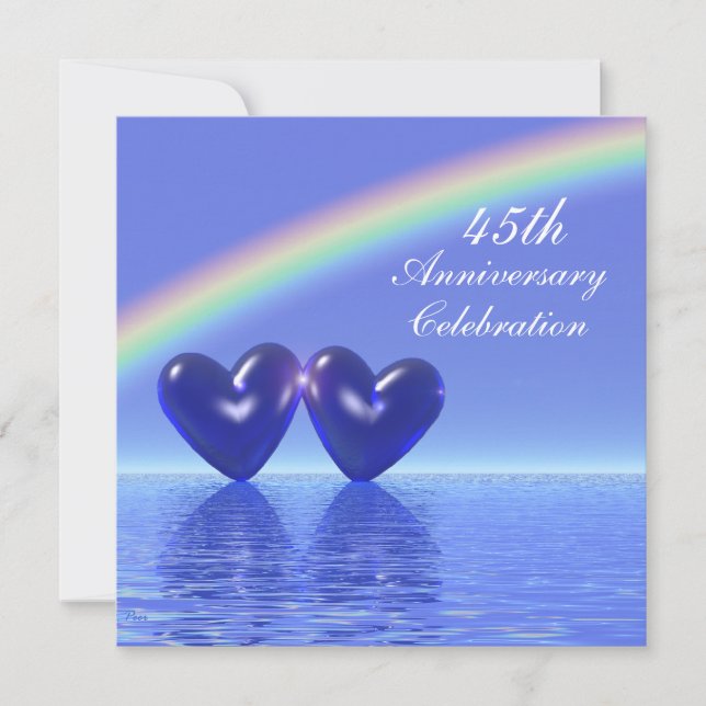 Invitation Cœurs de saphir pour le 45e anniversaire (Devant)