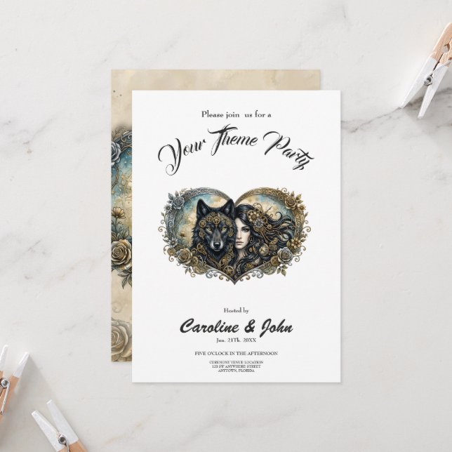 Invitation Cœurs d'Horlogerie : Le Lien Éternel du Loup et de (Devant/Arrière en situation)