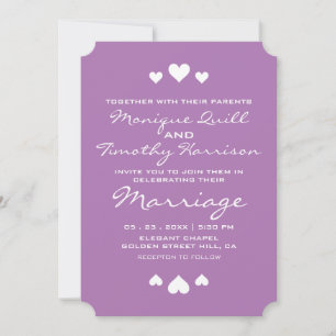 Invitation Coeurs doux Mariage mauve doux