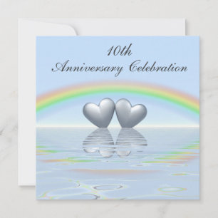 Invitation Cœurs en boîte pour 10e anniversaire de mariage