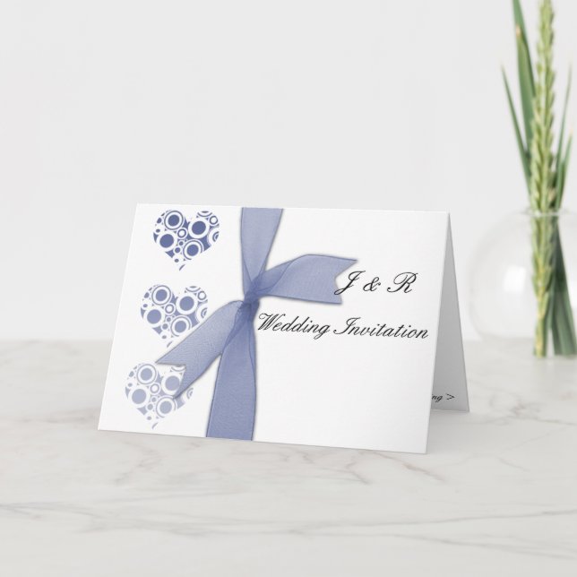 Invitation coeurs et arcs bleus (Devant)