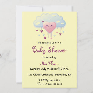 Invitation Coeurs et Baby shower nuageux modifiables