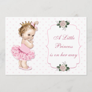 Invitation Coeurs et fleurs de la princesse tutu Vintage