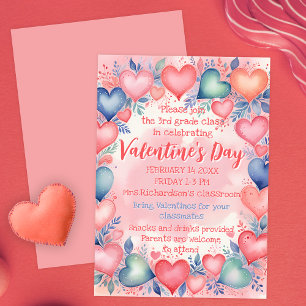 Invitation Coeurs et fleurs Fête de la Saint Valentin
