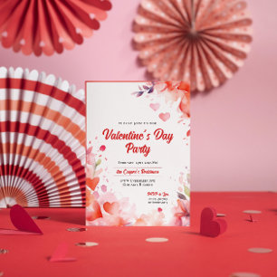 Invitation Coeurs et fleurs Saint Valentin