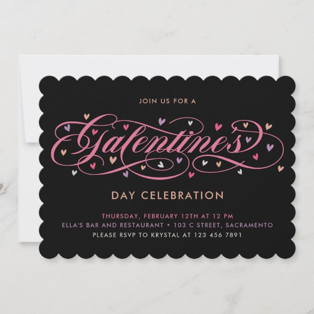 Invitation Coeurs Fête de la Saint-Galentin (Devant)