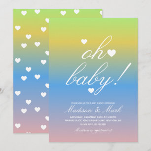Invitation Cœurs flottants minimalistes Baby Shower Dégradé