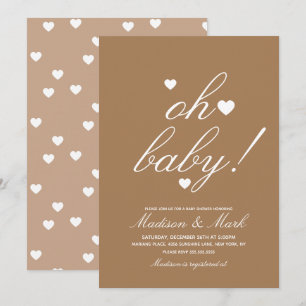 Invitation Cœurs flottants minimalistes Baby Shower Terreux 