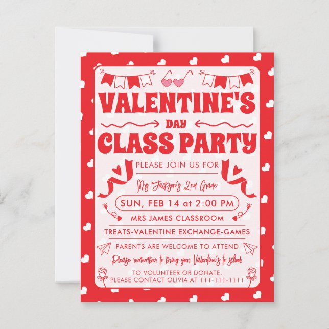 Invitation Cœurs Joyuse Saint-Valentin Moderne Motif D'Amour (Devant)