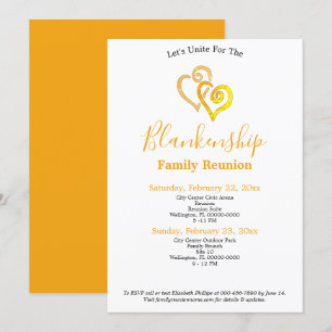 Invitation Coeurs liés Jaunes Modèle de réunion de famille