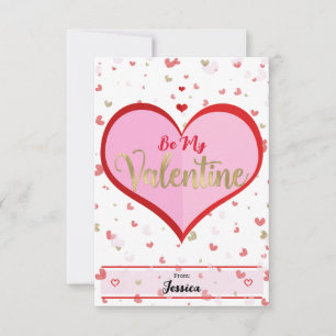 Invitation Coeurs mignons Rouge rose Or numérique Saint Valen