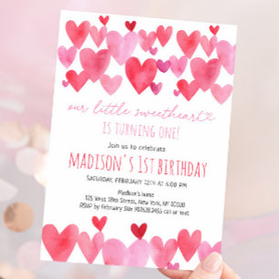 Invitation Coeurs Petit Amoureux Premier anniversaire