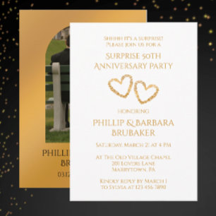 Invitation Coeurs photos du 50e anniversaire du Mariage surpr