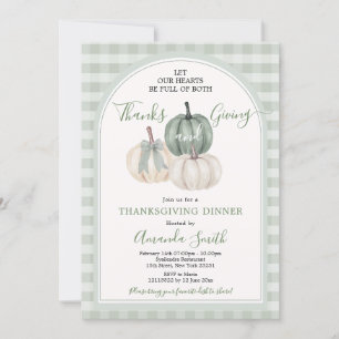 Invitation Coeurs pleins de Merci Donnant Sage Green Diner