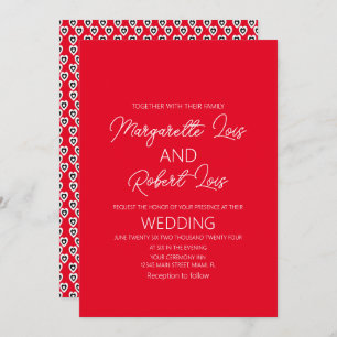 Invitation Coeurs romantiques Aimer Rouge Noir Mariage