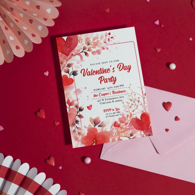 Invitation Coeurs romantiques | Saint Valentin (Créateur téléchargé)