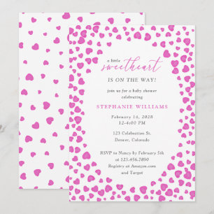 Invitation Coeurs roses Cadre Valentines Baby shower mignon